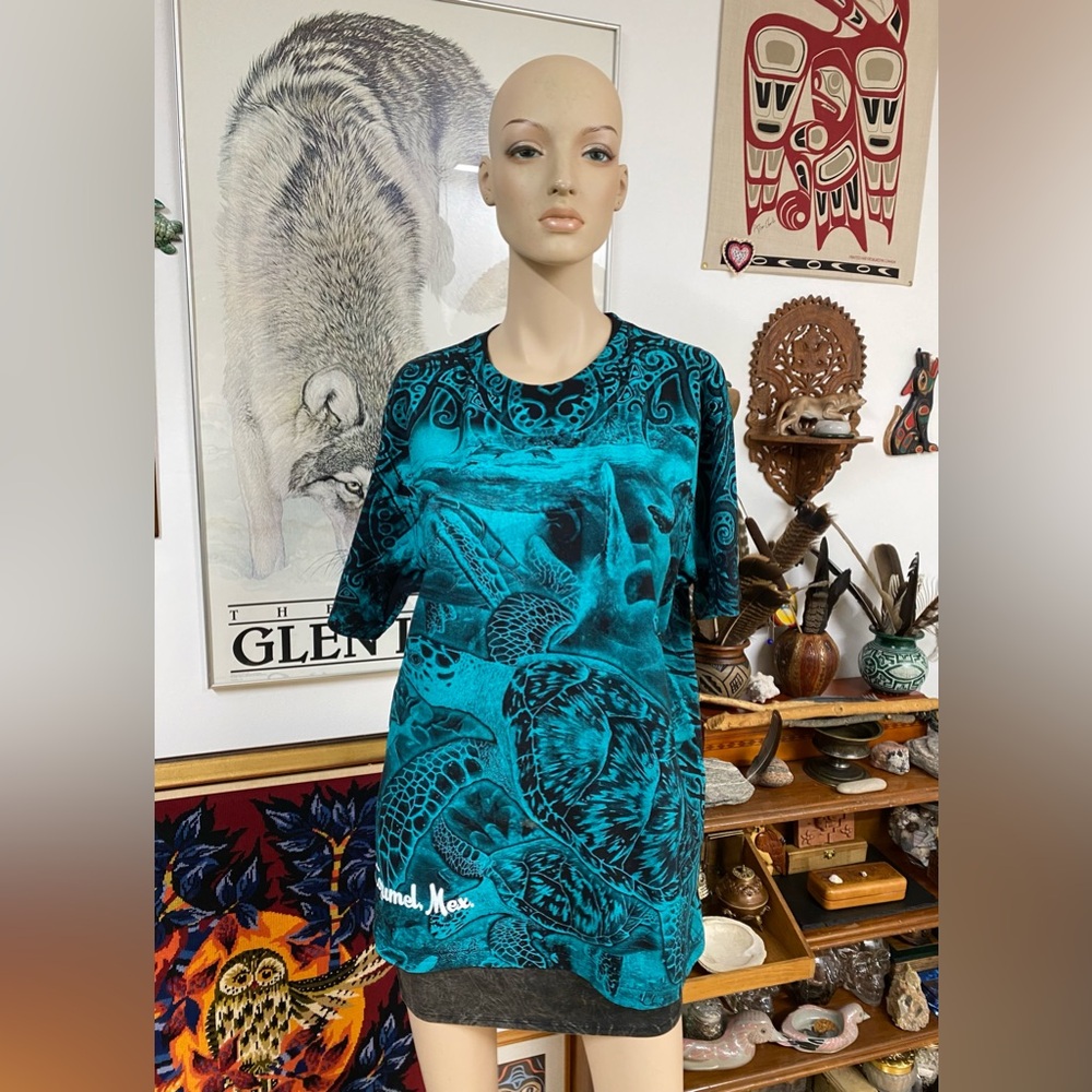 Full Graphic Tribal Sea Turtle T-Shirt